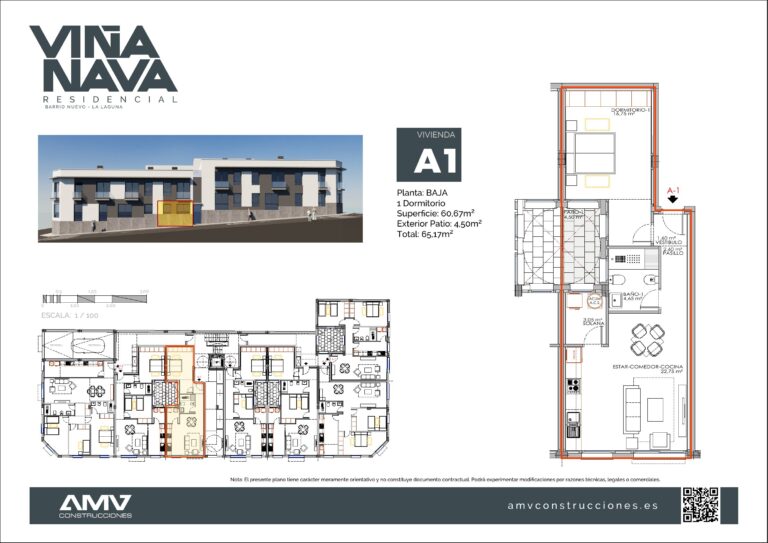 Plano de la vivienda A1 de Residencial Viña Nava (Barrio Nuevo, La Laguna)