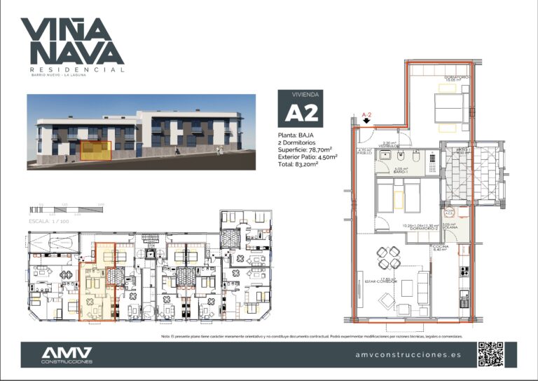 Plano de la vivienda A2 de Residencial Viña Nava (Barrio Nuevo, La Laguna)