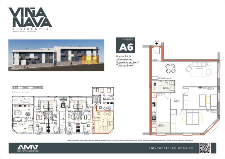 Plano de la vivienda A6 de Residencial Viña Nava (Barrio Nuevo, La Laguna)