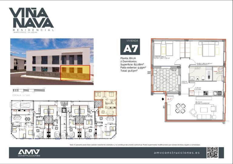 Plano de la vivienda A7 de Residencial Viña Nava (Barrio Nuevo, La Laguna)