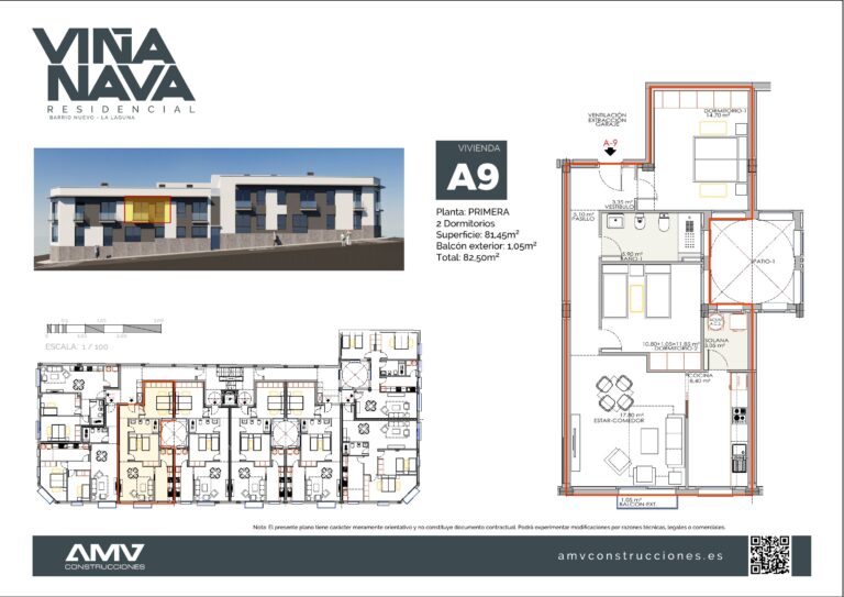 Plano de la vivienda A9 de Residencial Viña Nava (Barrio Nuevo, La Laguna)