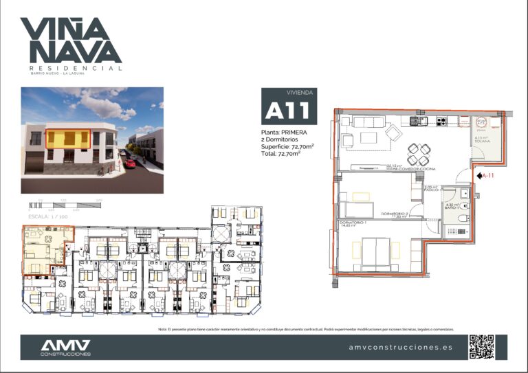Plano de la vivienda A11 de Residencial Viña Nava (Barrio Nuevo, La Laguna)