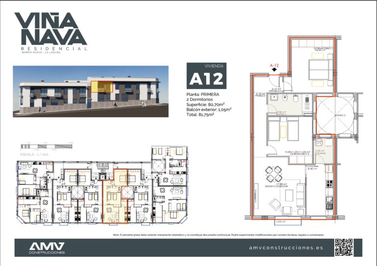 Plano de la vivienda A12 de Residencial Viña Nava (Barrio Nuevo, La Laguna)