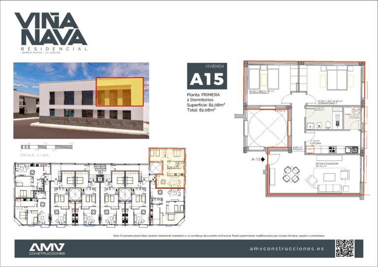Plano de la vivienda A15 de Residencial Viña Nava (Barrio Nuevo, La Laguna)